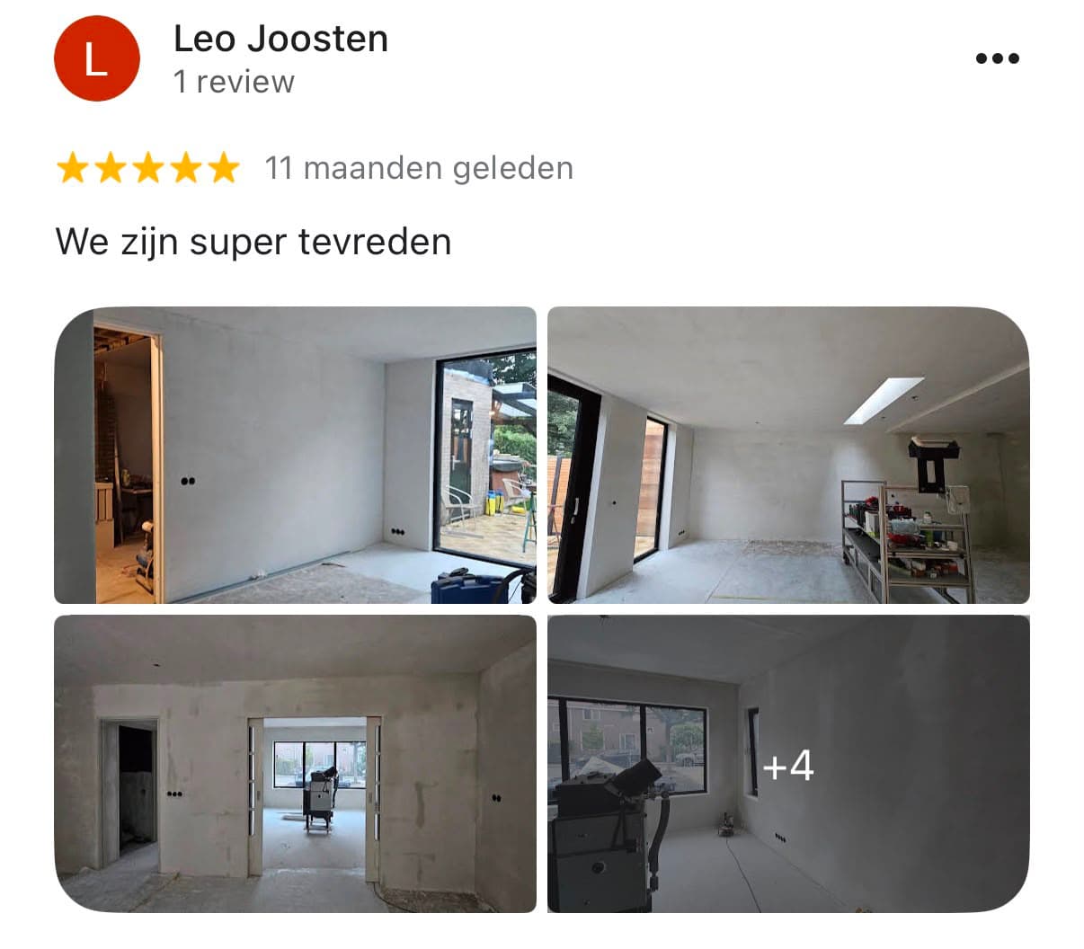 Google-review van Leo Joosten over De Urker Stukadoor